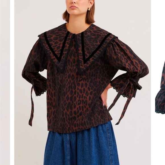 Damson Madder Candice Leopard Blouse with Bows - Picture 9 of 12